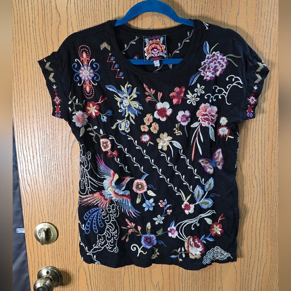Johnny Was Multicolor Embroidered Short Sleeve Top - Picture 2 of 5